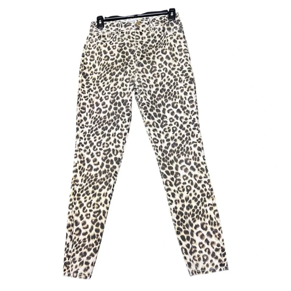 Frame‎ Womens Size 27 Ali High Rise Cigarette Leopard Print Jeans Trendy Chic